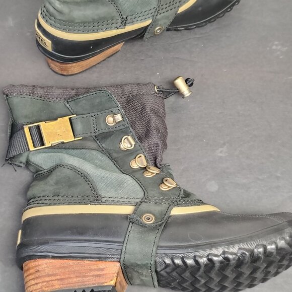 Sorel Boots Womens Conquest Carly Short Winter Snow Duck Boot Leather Black - Picture 3 of 8